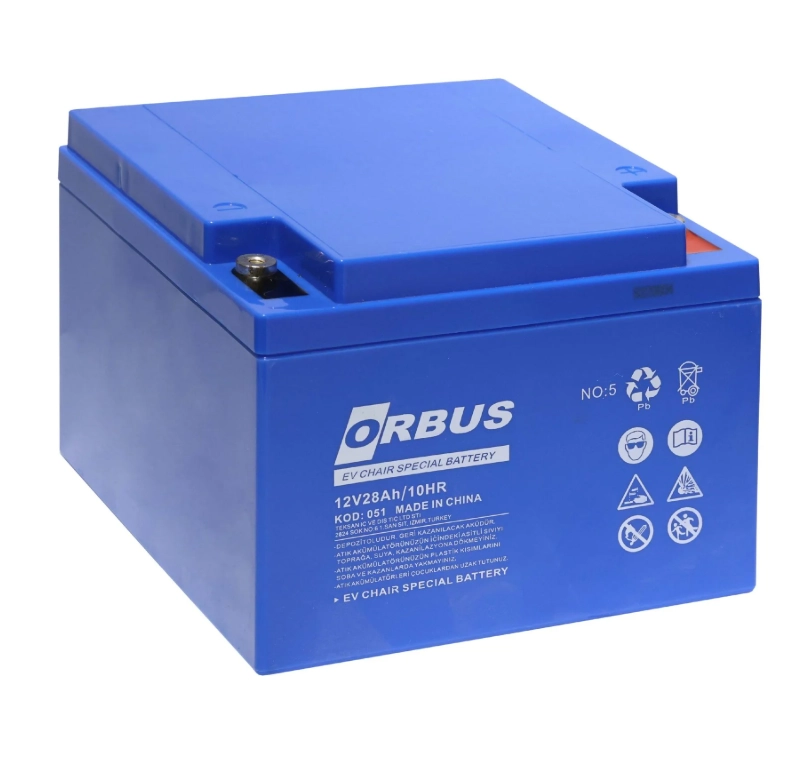 Orbus 28 Amper 12 Volt Engelli Araç Aküsü (Yatay)