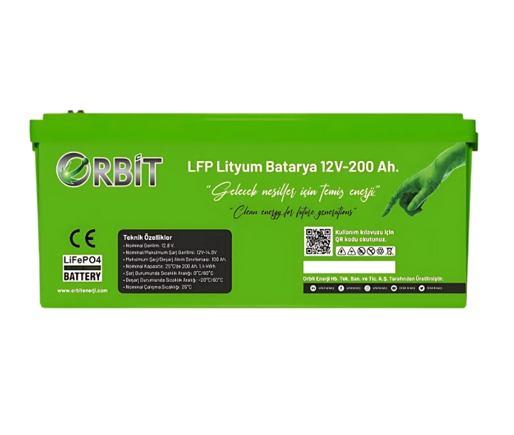 Orbit 200 Amper 12 Volt LiFePo4 Lityum Akü