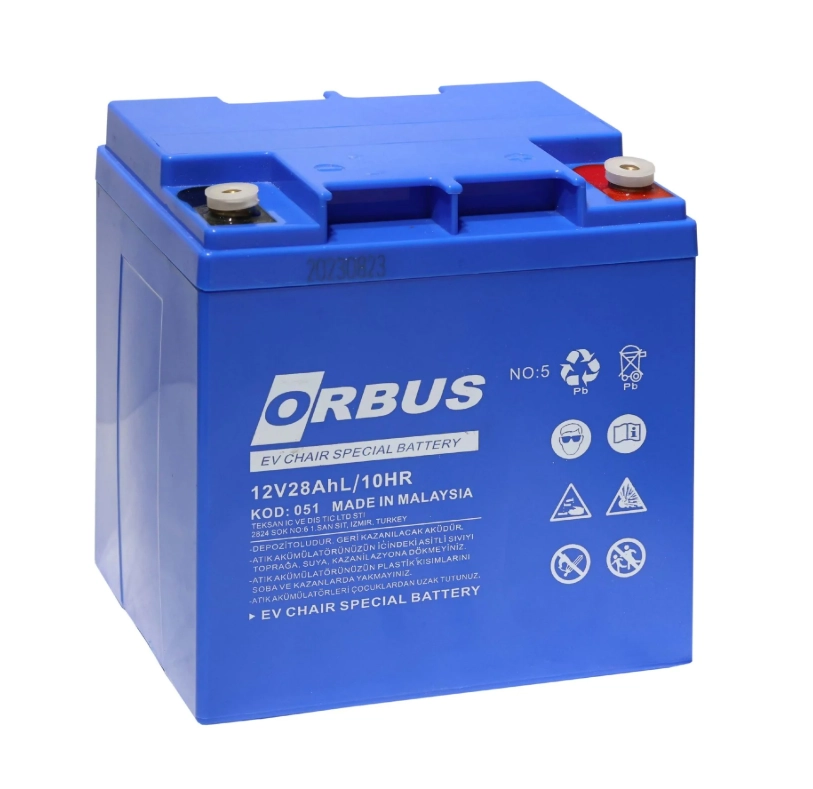 Orbus 28 Amper 12 Volt Engelli Araç Aküsü (Dikey)