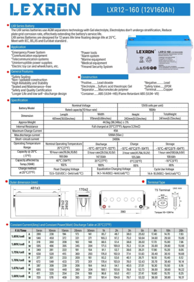 Lexron 160 Amper 12 Volt Jel Akü 20 Hr
