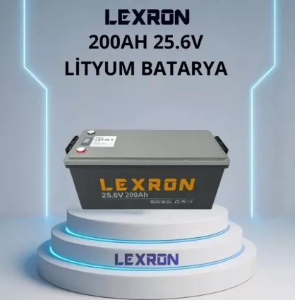 Lexron 200 Amper 25.6 Volt Lityum Batarya Bluetoot Kontrol